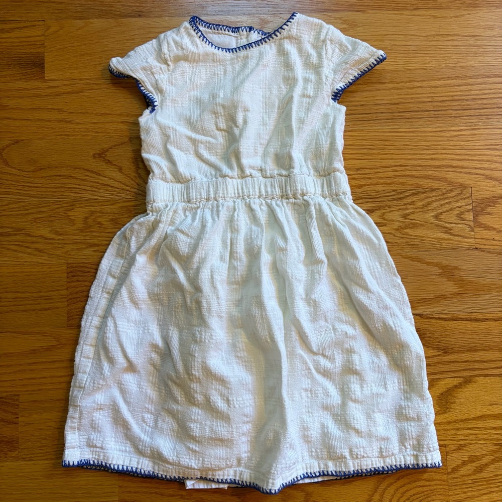 Hello Simone white dress with blue trim size 6